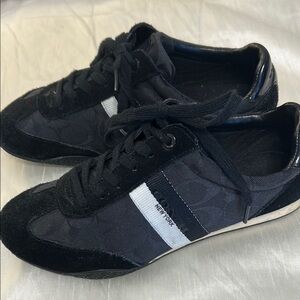 Women’s Coach Black Suede Stripe Vintage Sneakers. Preloved, Good Condition.
